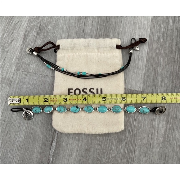 Bundle of 2 Turquoise Fossil Bracelets - Picture 2 of 3